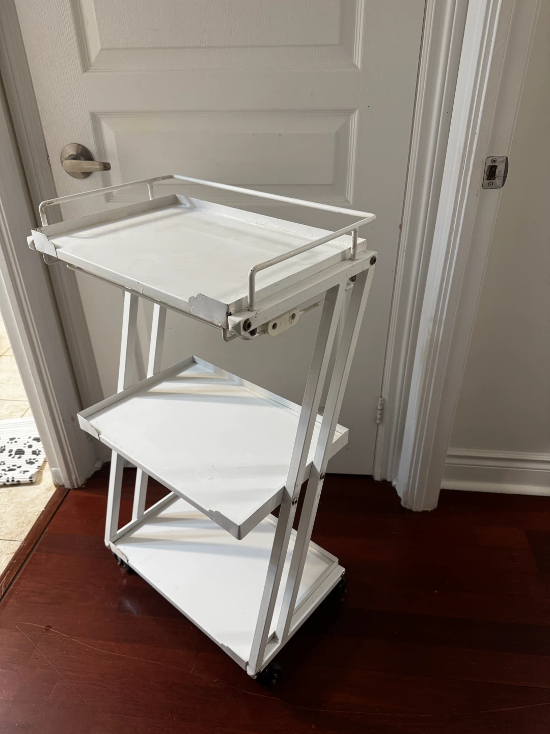 White Rolling Three-Tier Metal Cart - photo 4