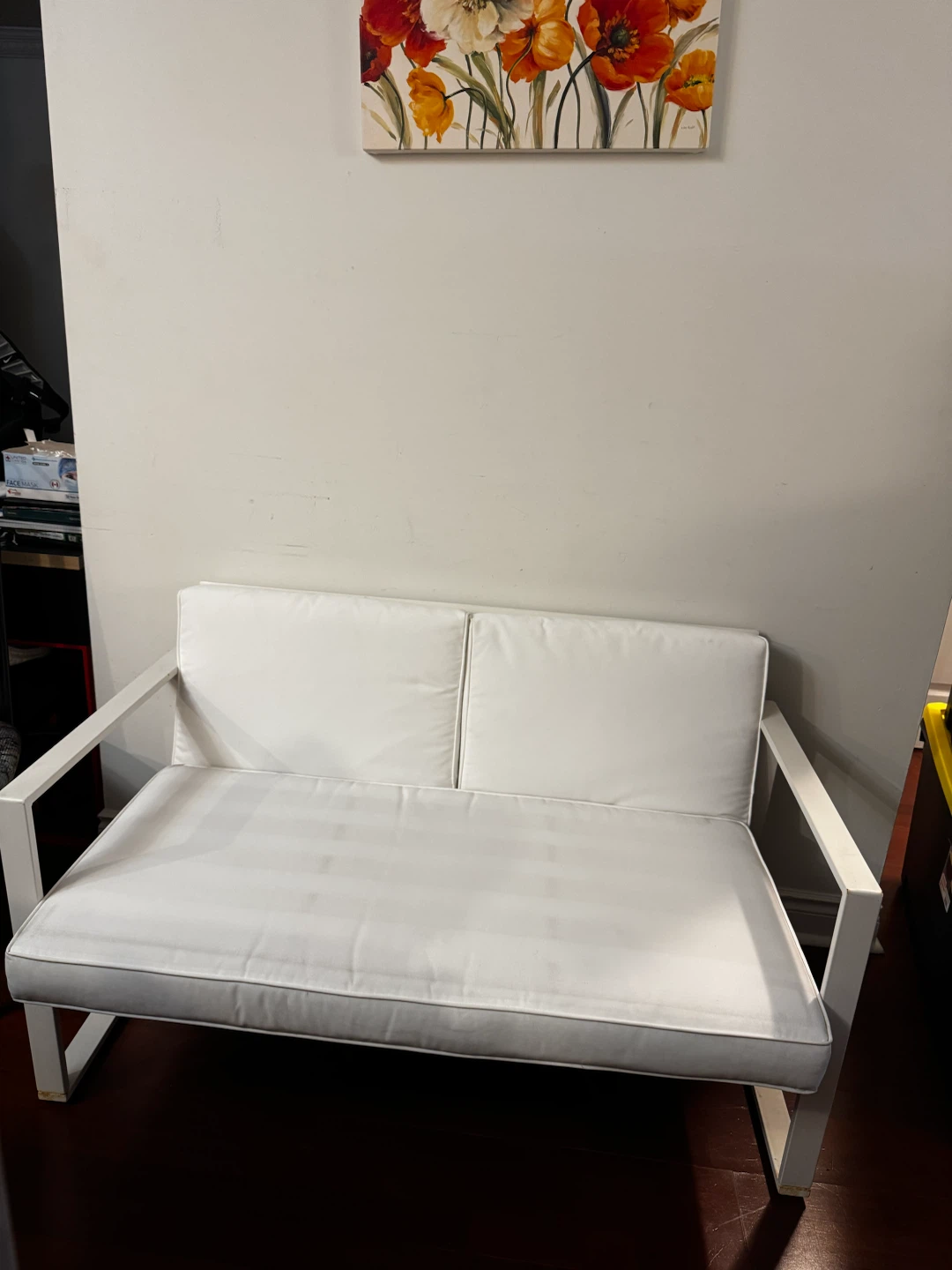 White Metal Two-Seater Loveseat