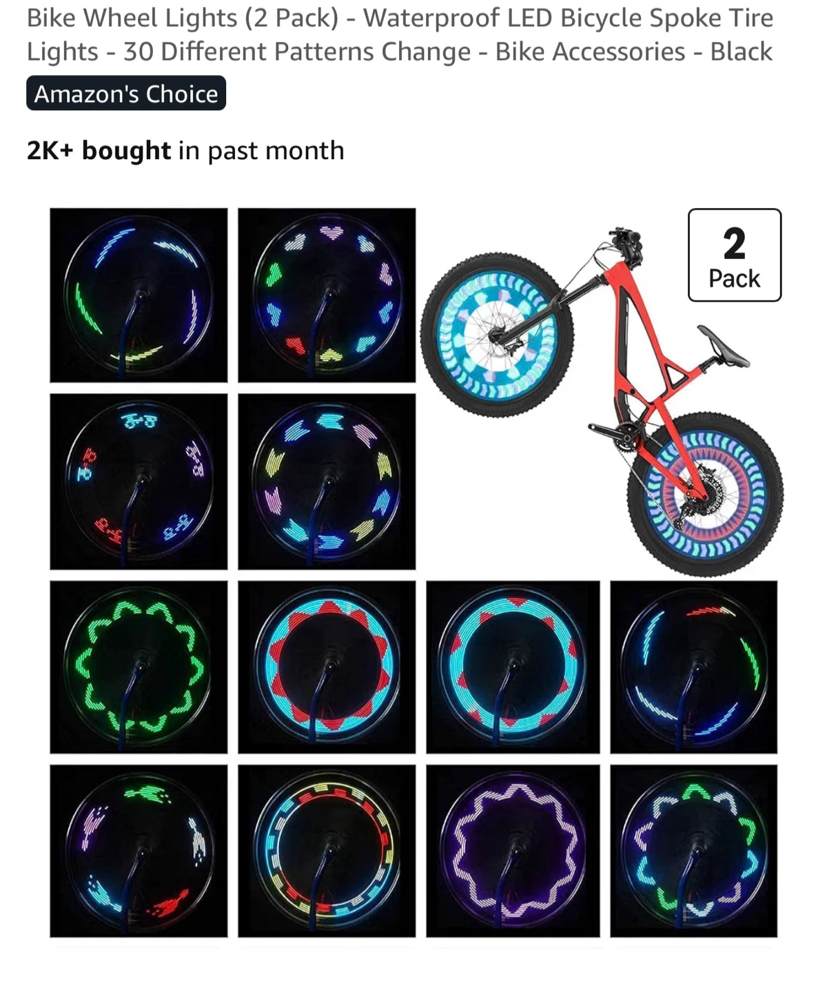LED Bike Spoke Wheel Lights 2 Pack