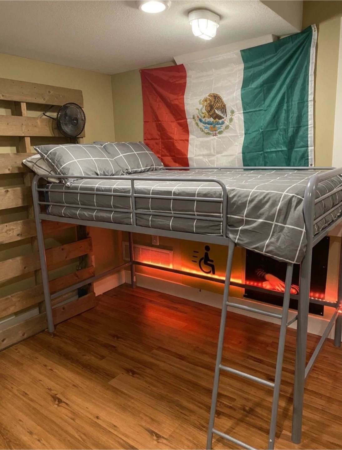 Grey Metal Twin Loft Bed
