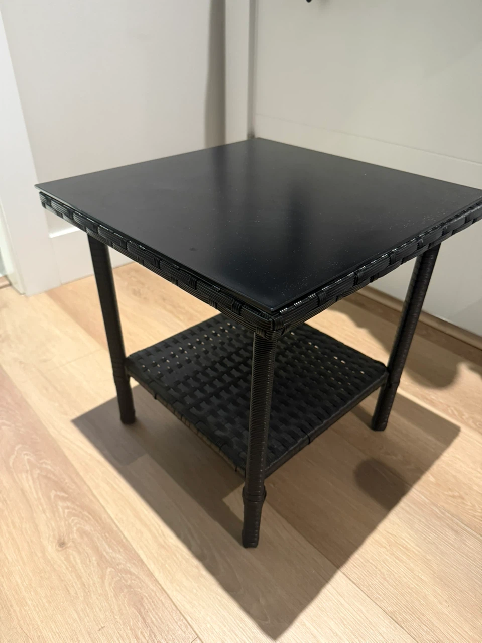 Black Wicker Side Table