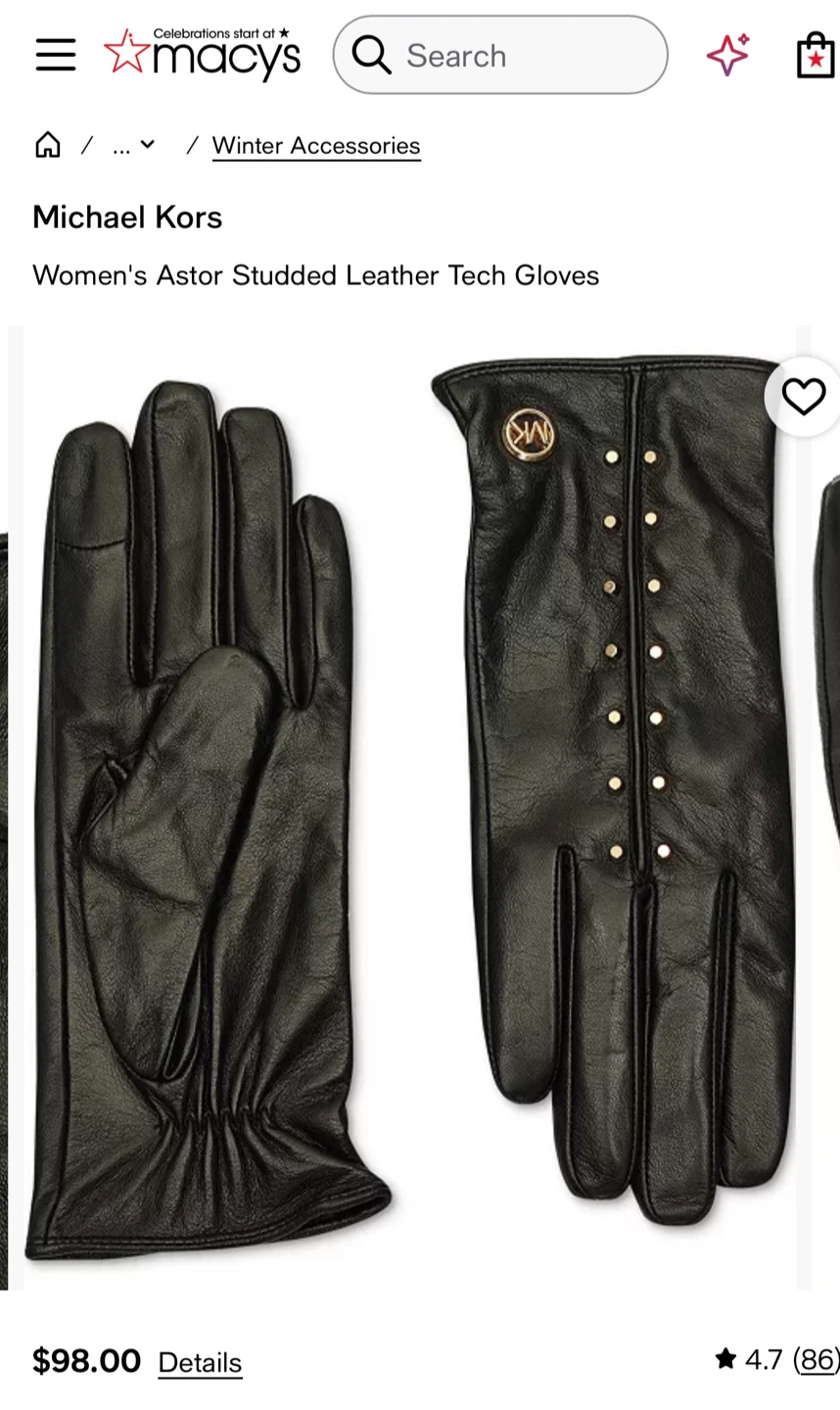 Michael Kors Astor Studded Leather Tech Gloves