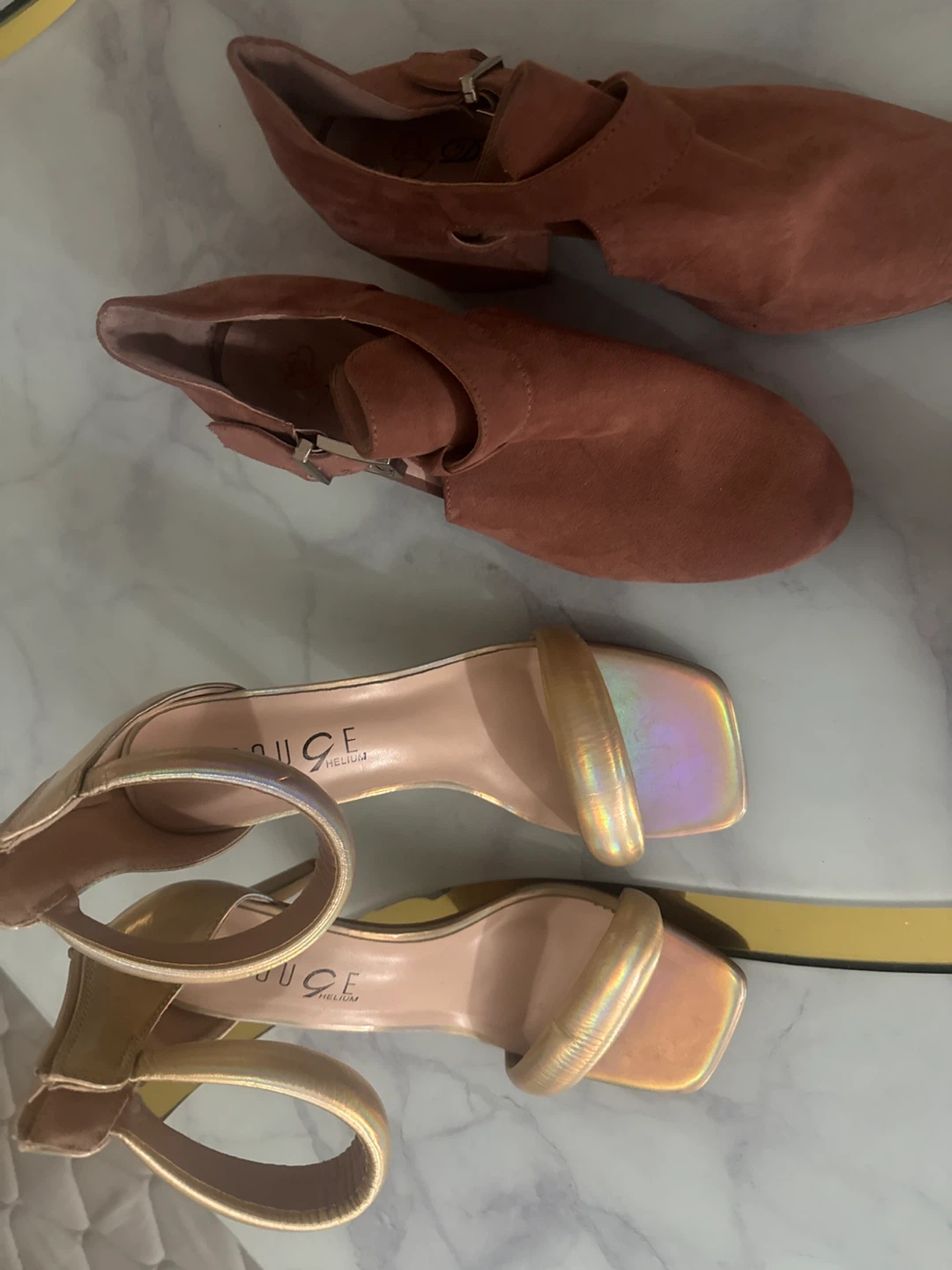 Rouge Helium Gold Stiletto Heels