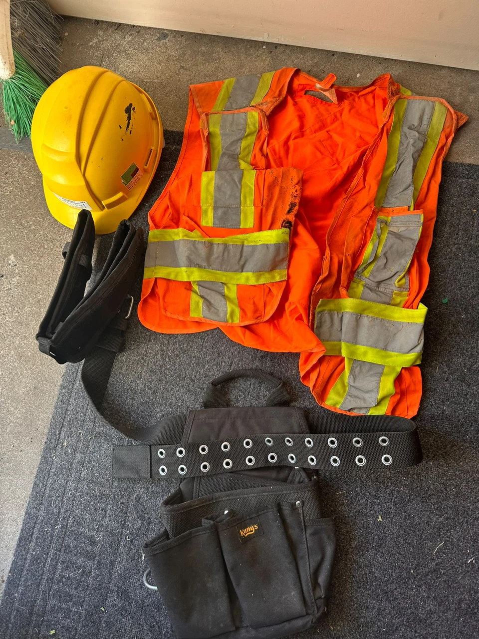 Safety Gear Set: Hard Hat, Vest, and Tool Belt