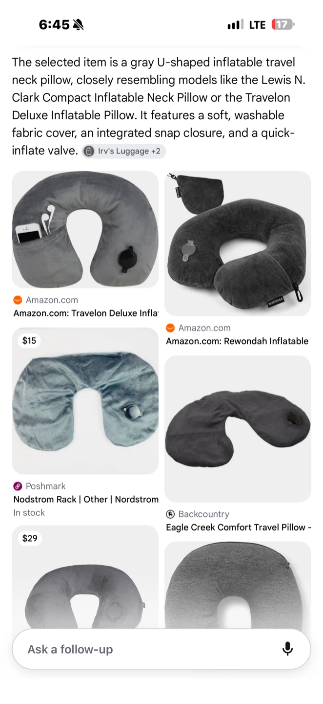 Gray Inflatable Travel Neck Pillow - photo 3