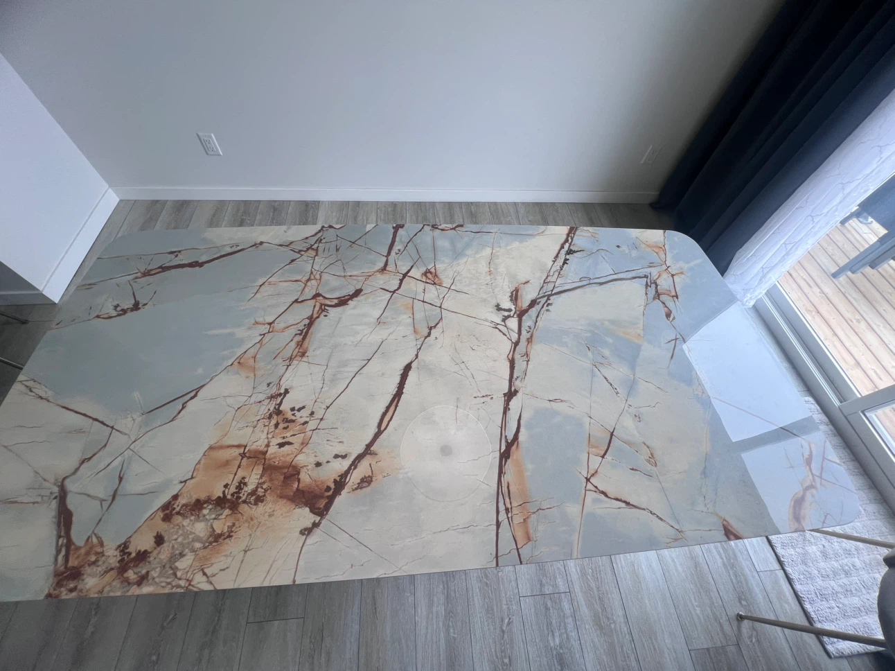 Orren Ellis Stone Dining Table with Gold Base - photo 2