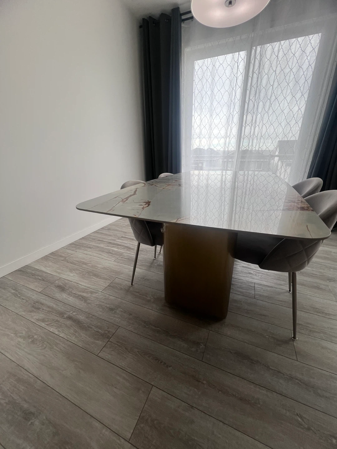 Orren Ellis Stone Dining Table with Gold Base - photo 3
