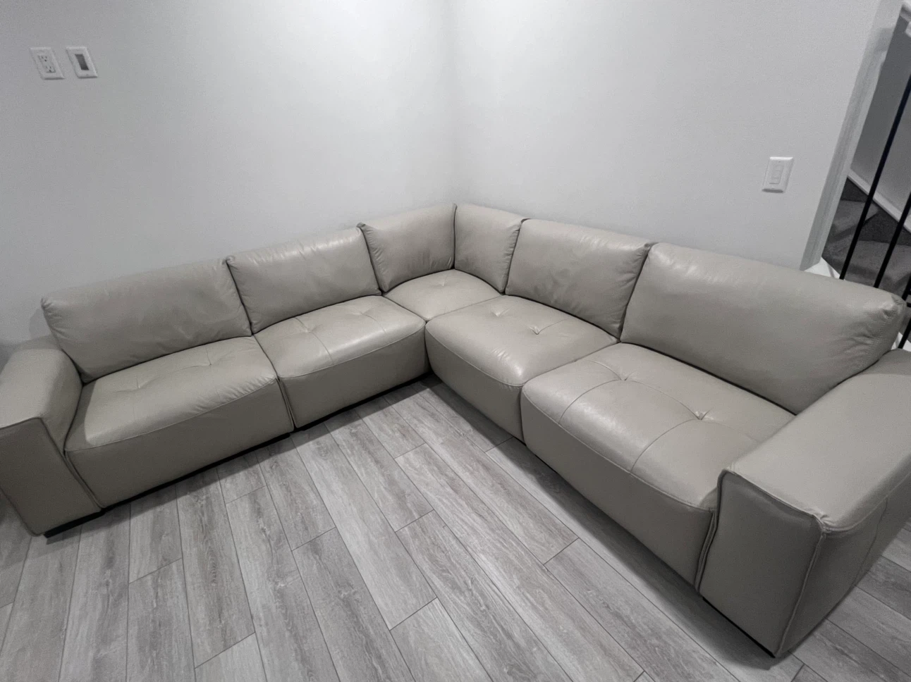 Light Grey Leather Sectional Sofa