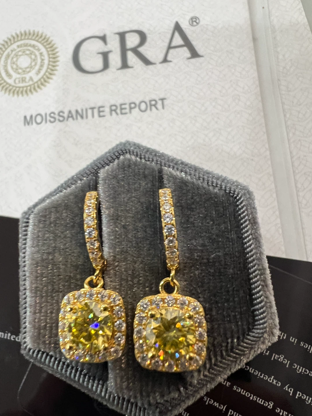 Yellow Moissanite Hoop Earrings - photo 2
