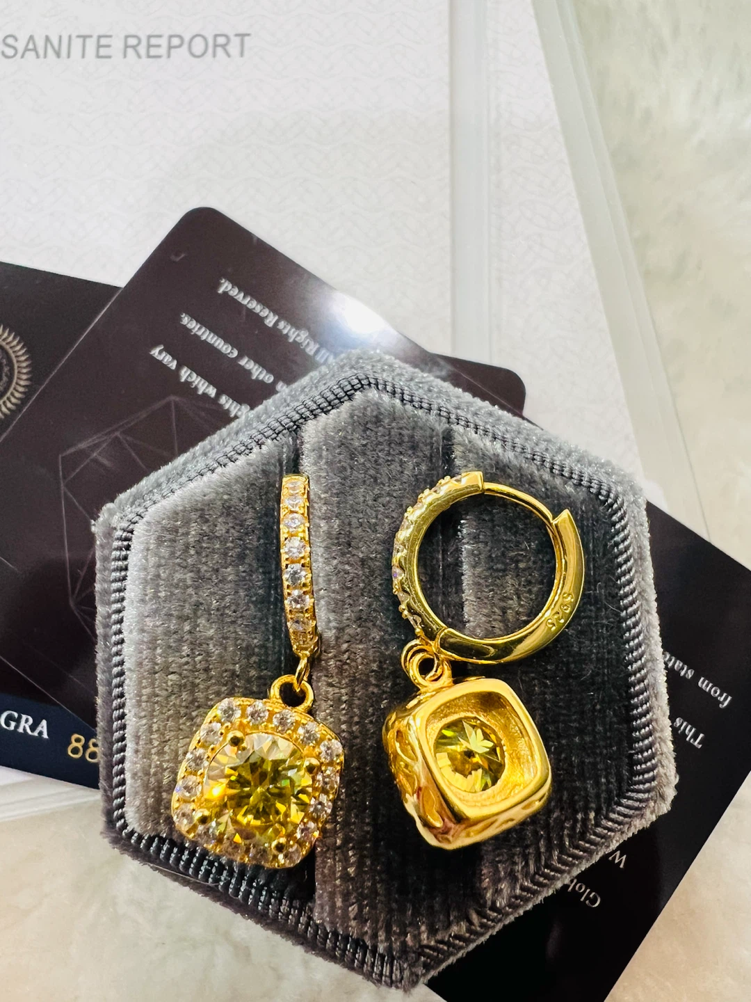 Yellow Moissanite Hoop Earrings - photo 3