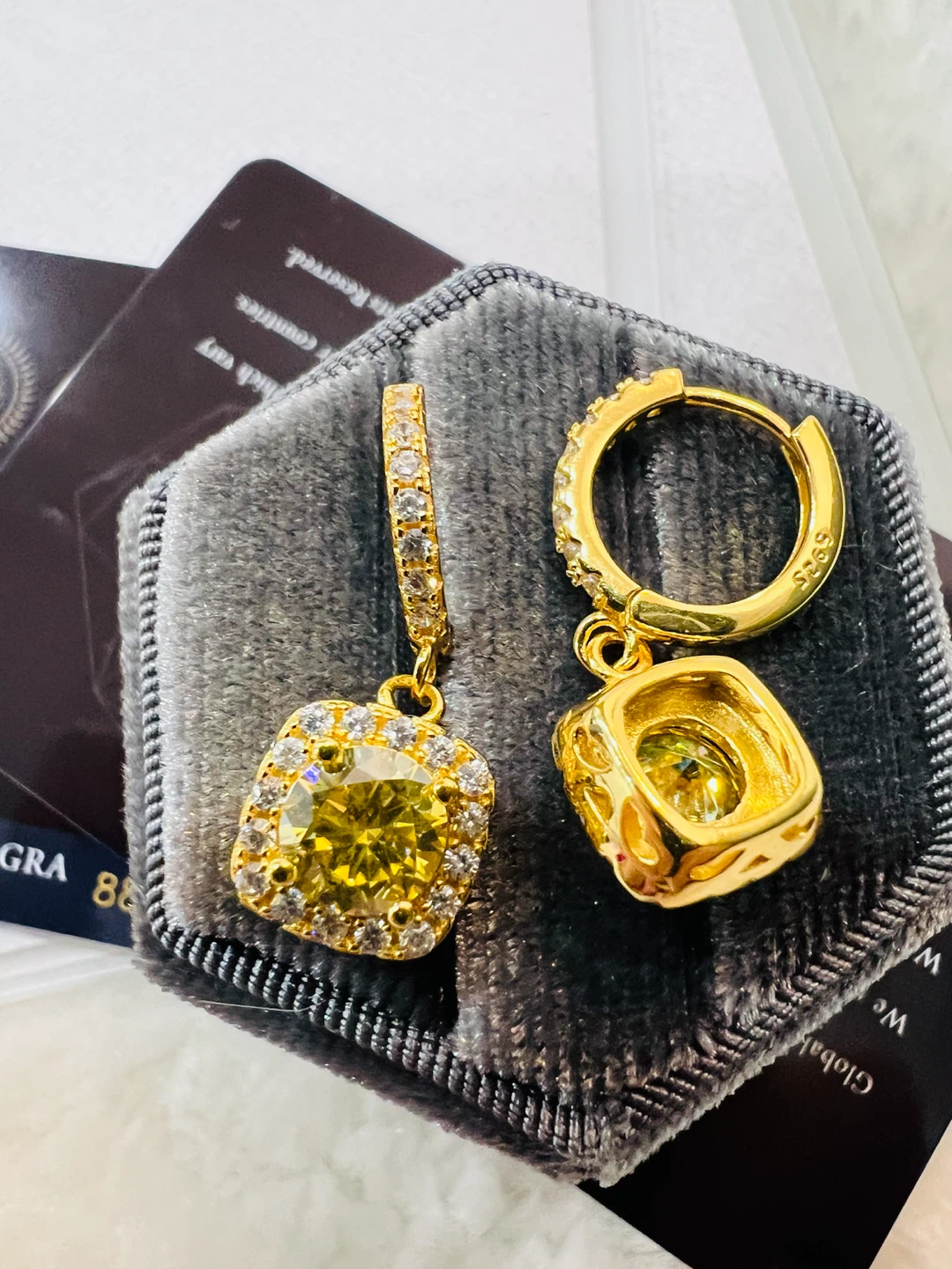 Yellow Moissanite Hoop Earrings - photo 4