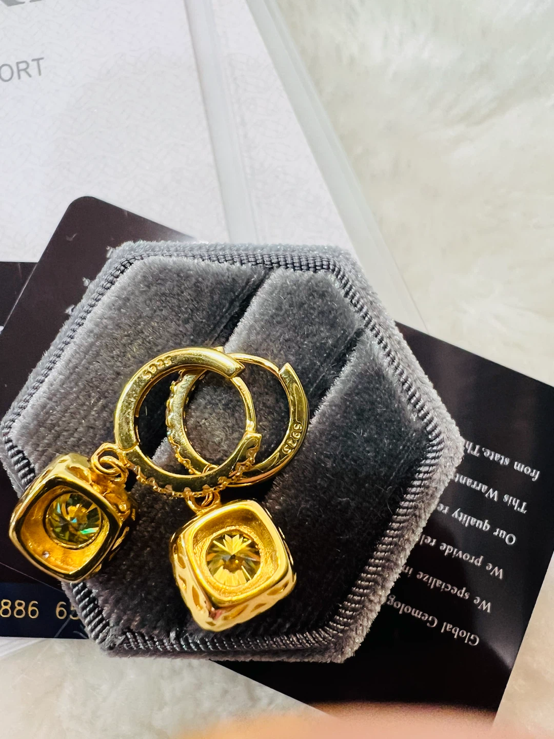 Yellow Moissanite Hoop Earrings - photo 5