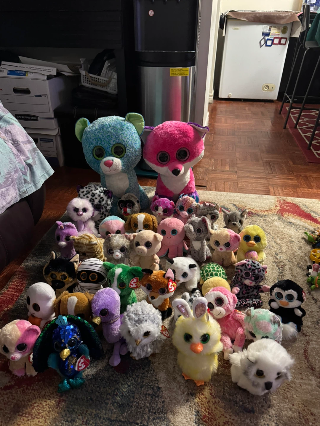 Large Collection of Ty Beanie Boos and Frizzys Plush Toys
