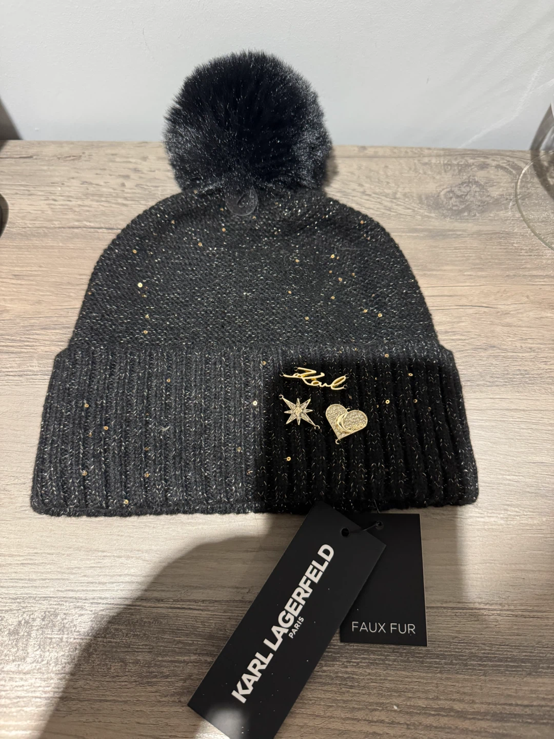 Karl Lagerfeld Black Beanie with Pom-Pom - photo 2