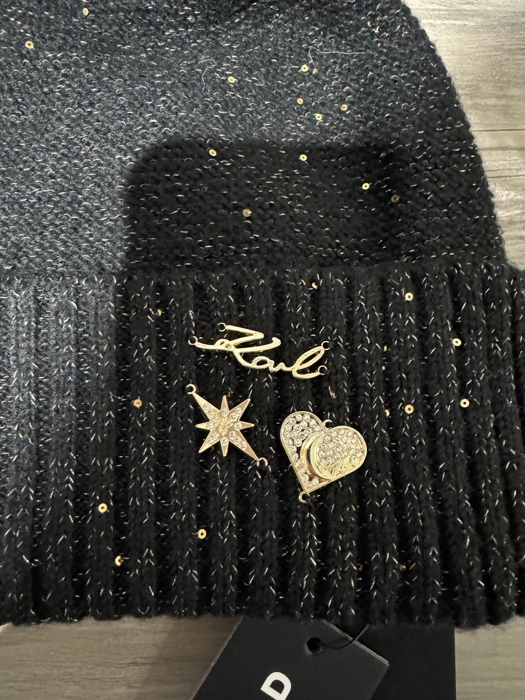 Karl Lagerfeld Black Beanie with Pom-Pom - photo 3