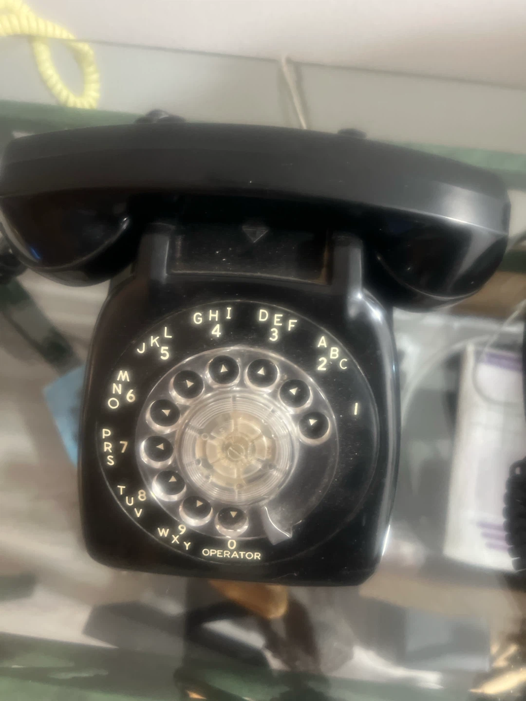 Vintage black rotary telephone