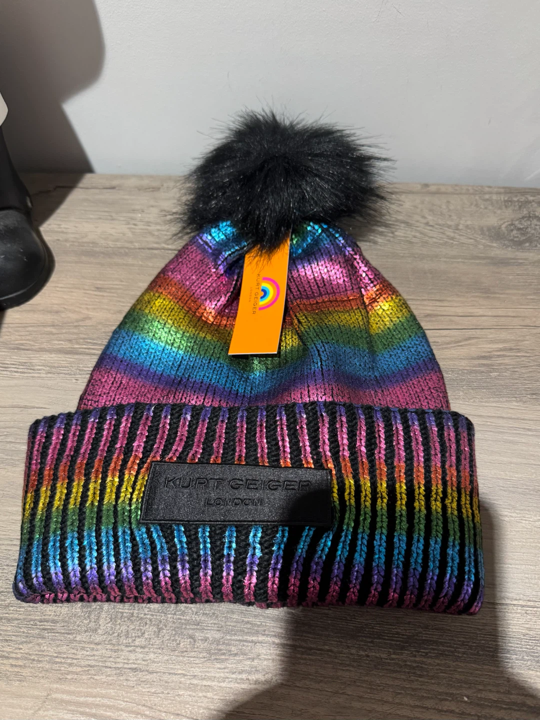 Kurt Geiger Rainbow Pom Pom Beanie