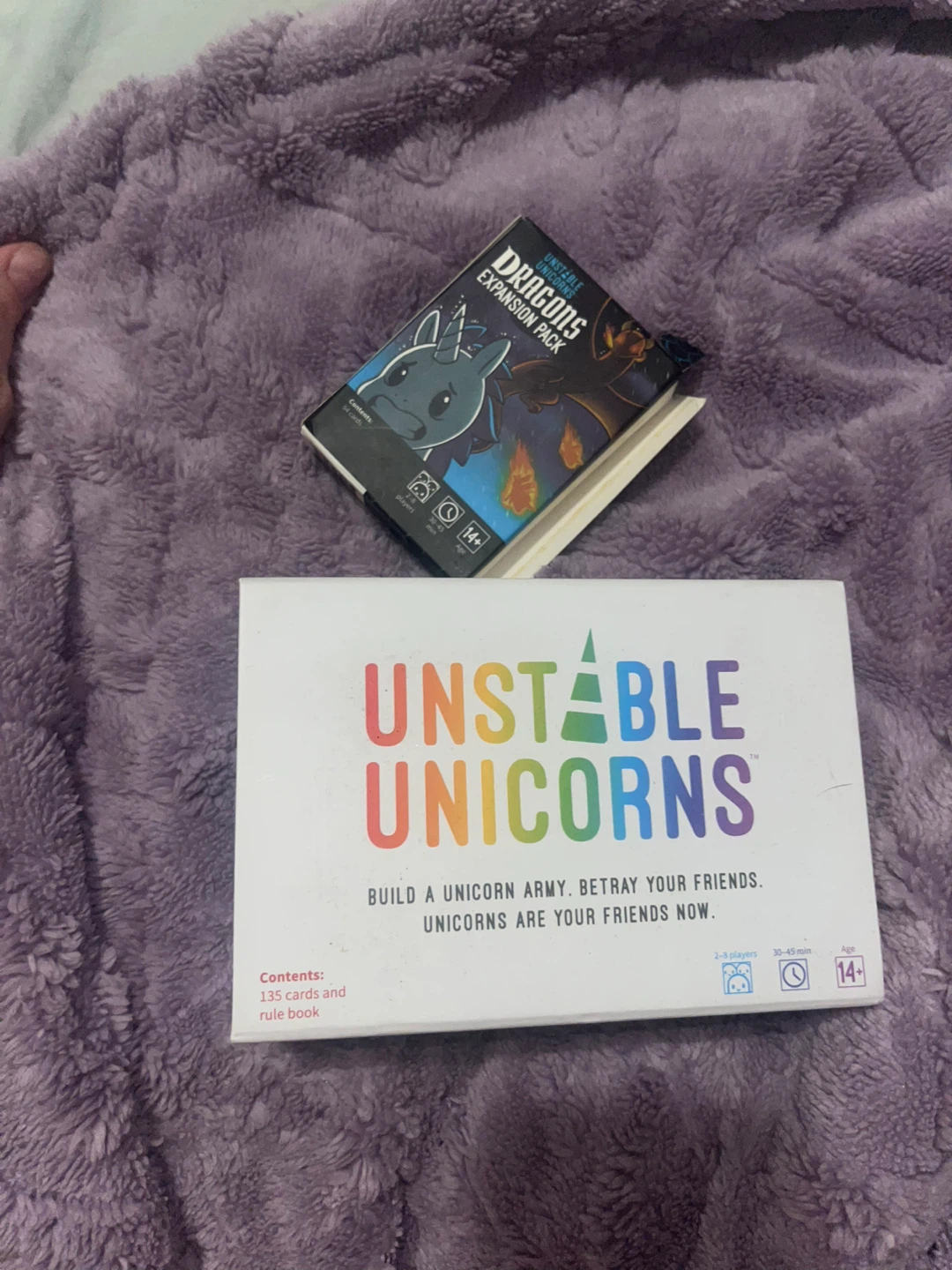 Unstable Unicorns Base Game plus Dragons Expansion