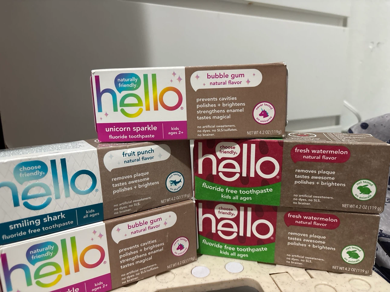Set of 6 Hello Kids Toothpaste