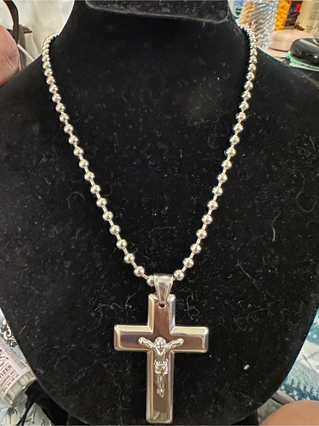 Silver-Tone Crucifix Pendant Necklace