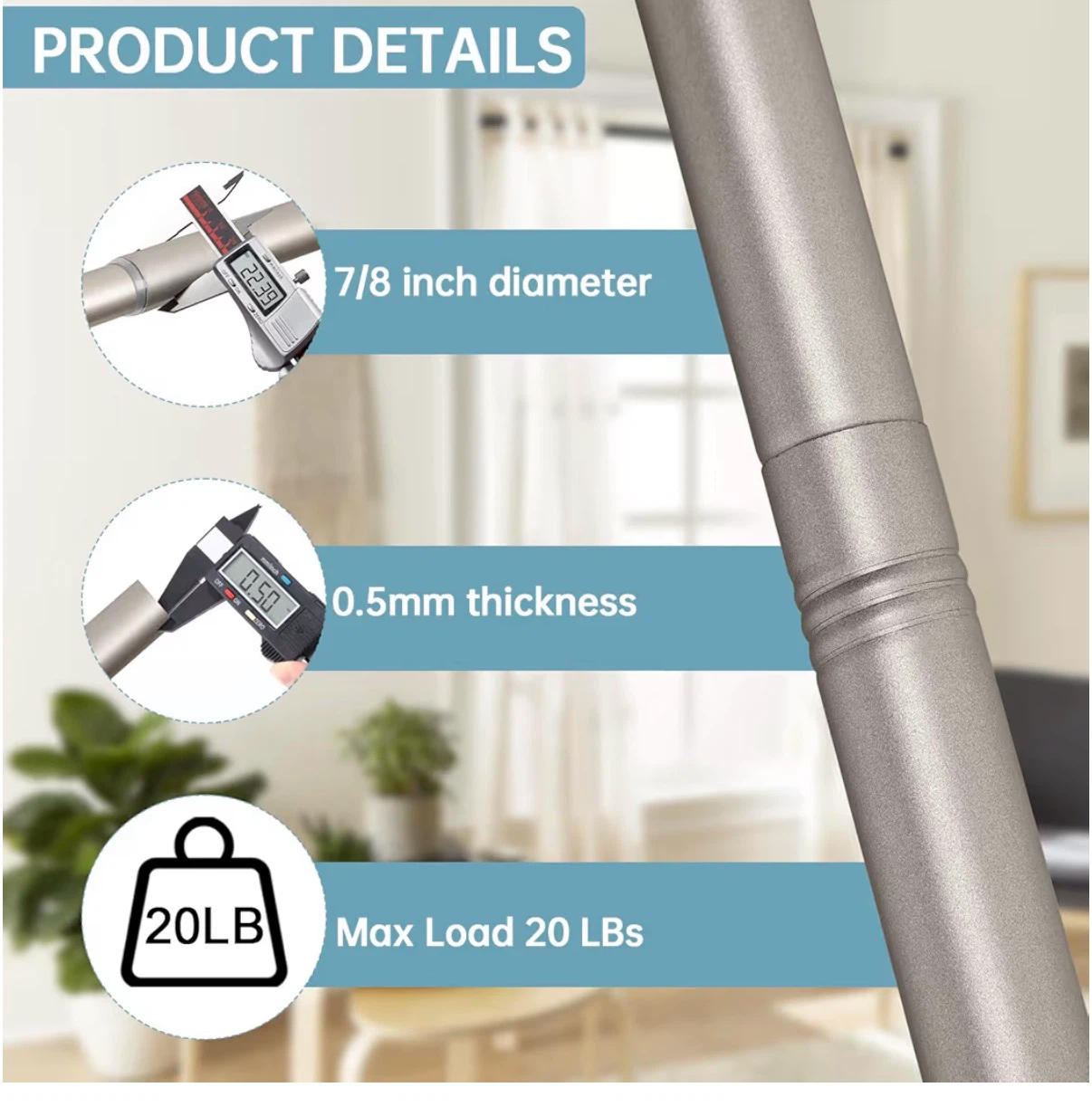 Adjustable Tension Curtain Rod - photo 3