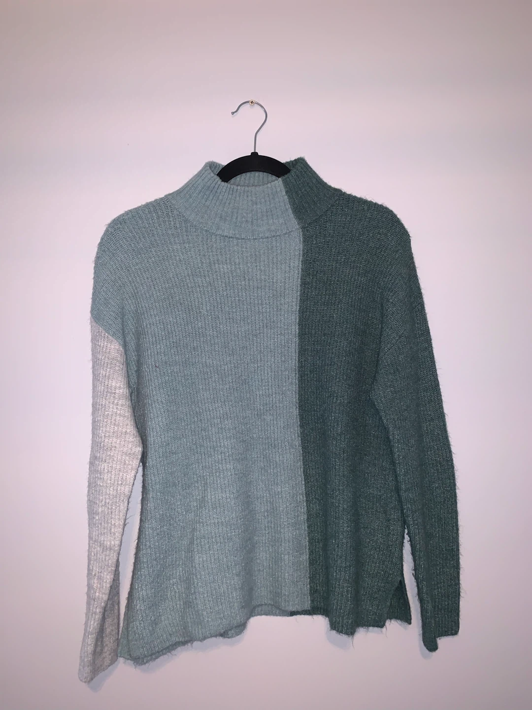 Three-Tone Colour Block Mock Neck Sweater