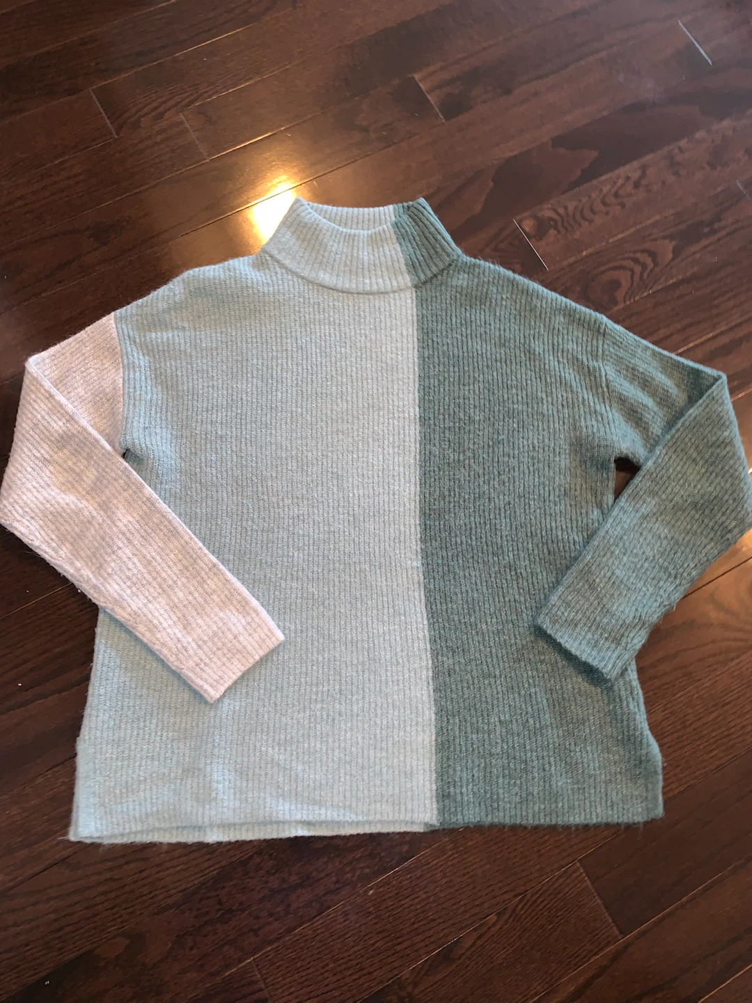 Three-Tone Colour Block Mock Neck Sweater - photo 2