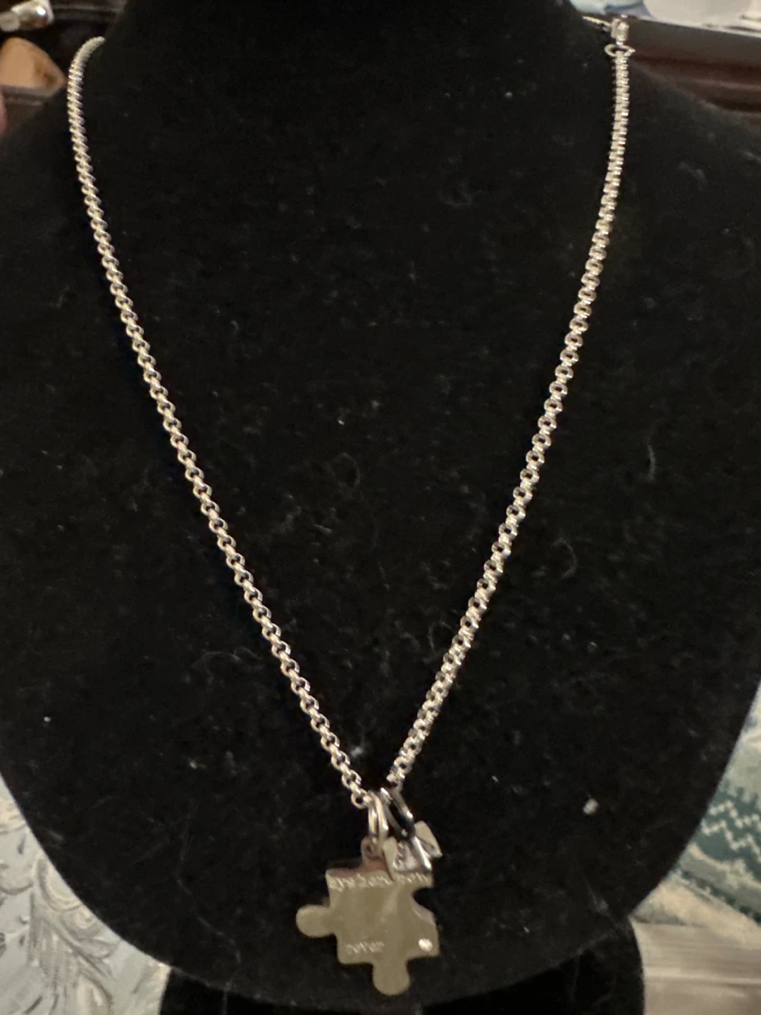 Silver-Tone Puzzle Piece Necklace
