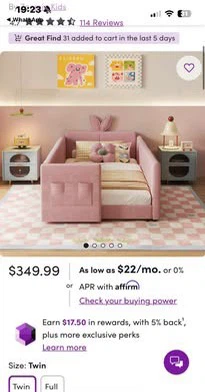 Brand New Pink Bunny Bed –Twin Size – Bed Frame 🐰 - photo 2