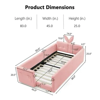 Brand New Pink Bunny Bed –Twin Size – Bed Frame 🐰 - photo 4