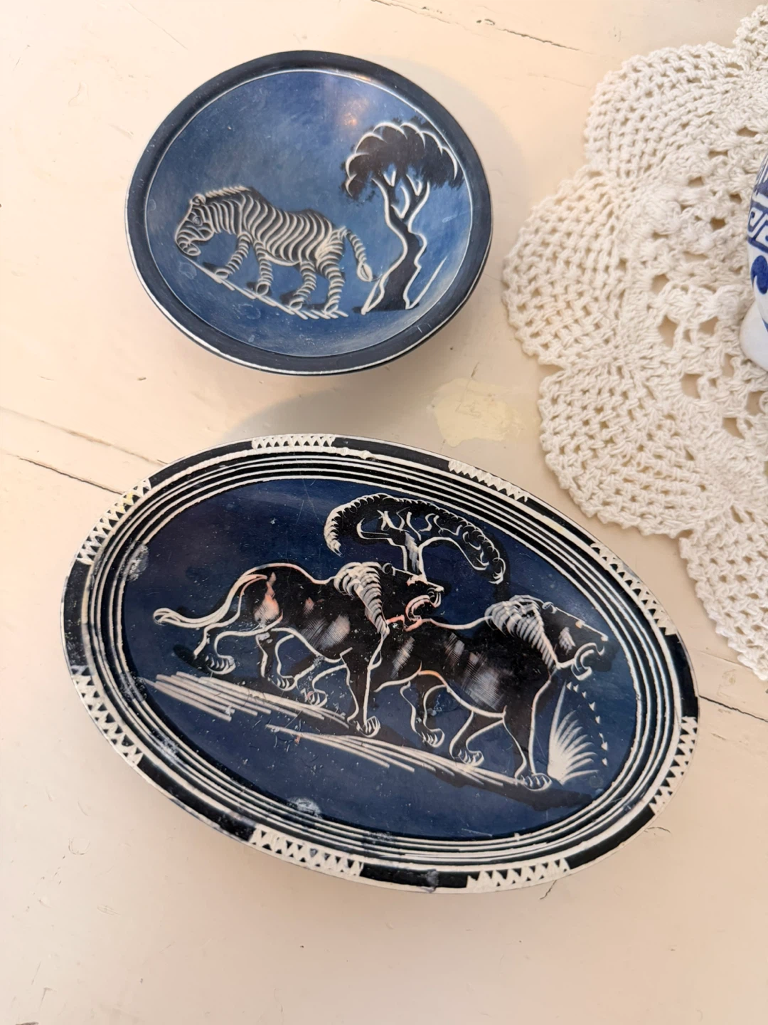 $5 for both! Set of Two Hand-Carved African Soapstone Bowls
