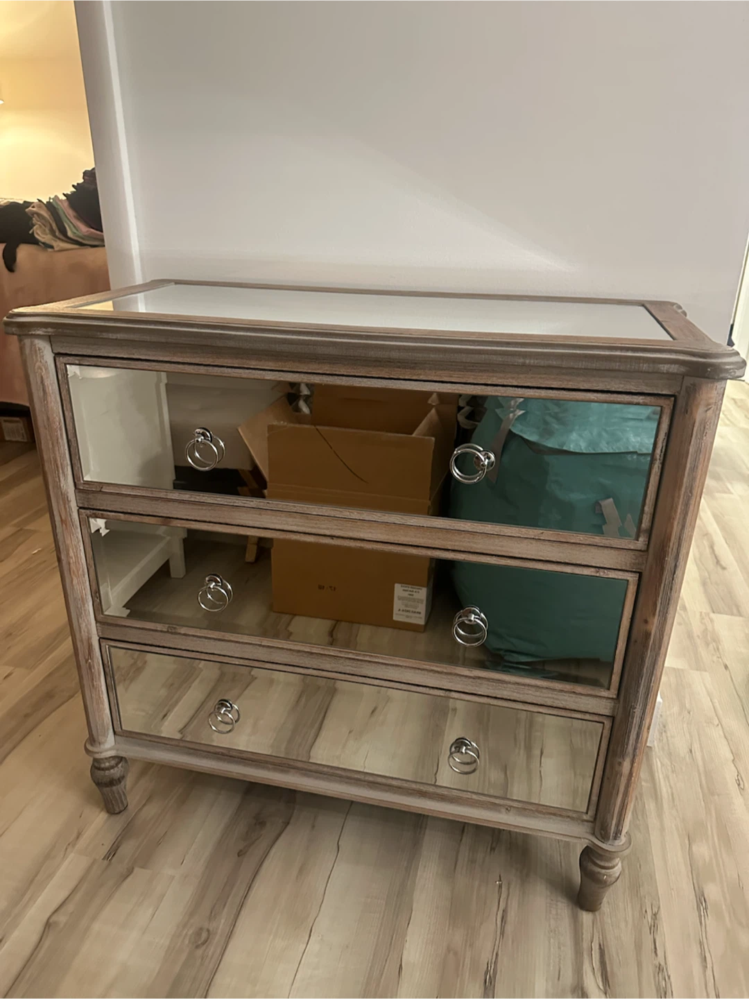 Rustic Mirrored 3-Drawer Dresser