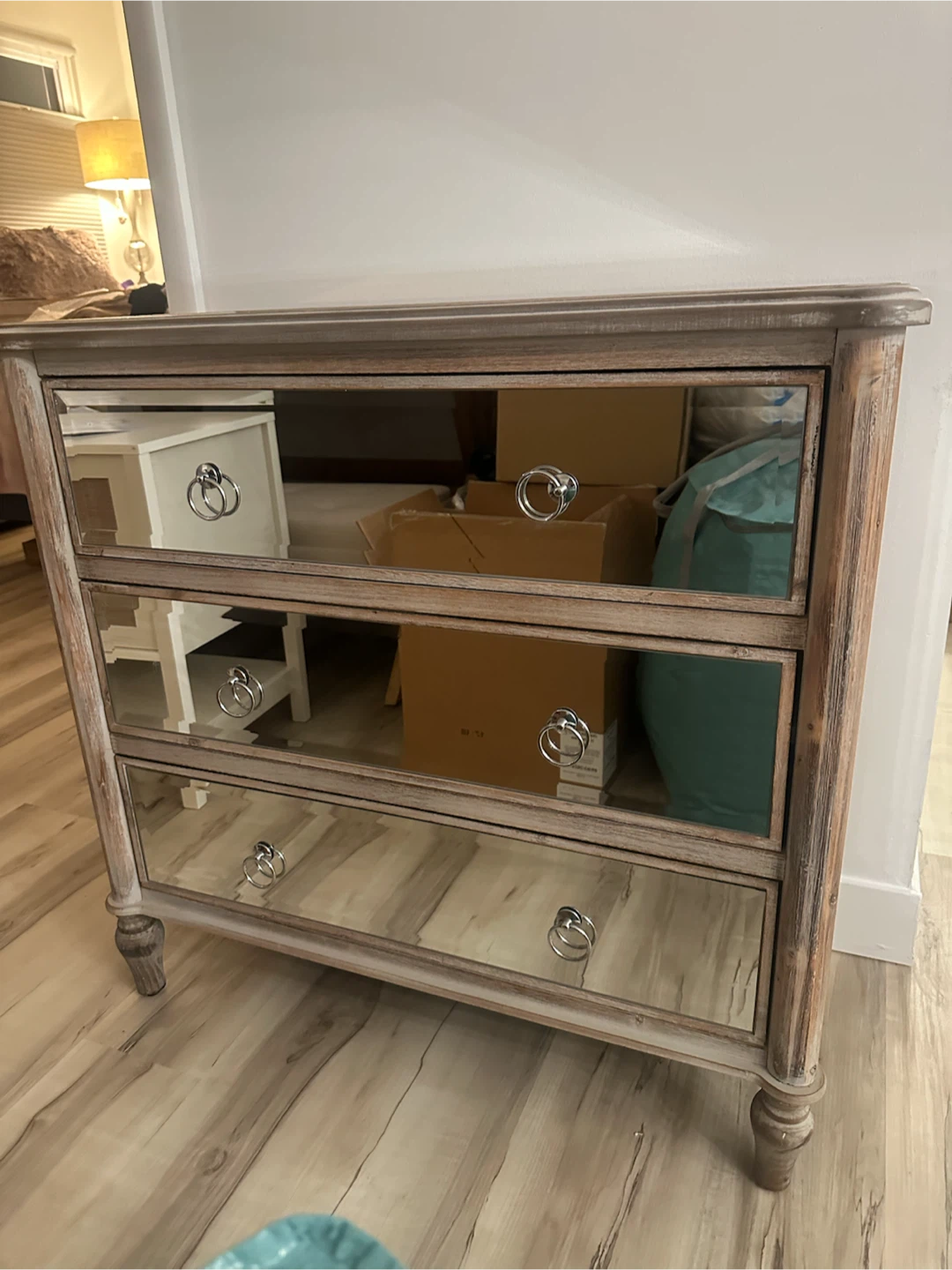 Rustic Mirrored 3-Drawer Dresser - photo 2