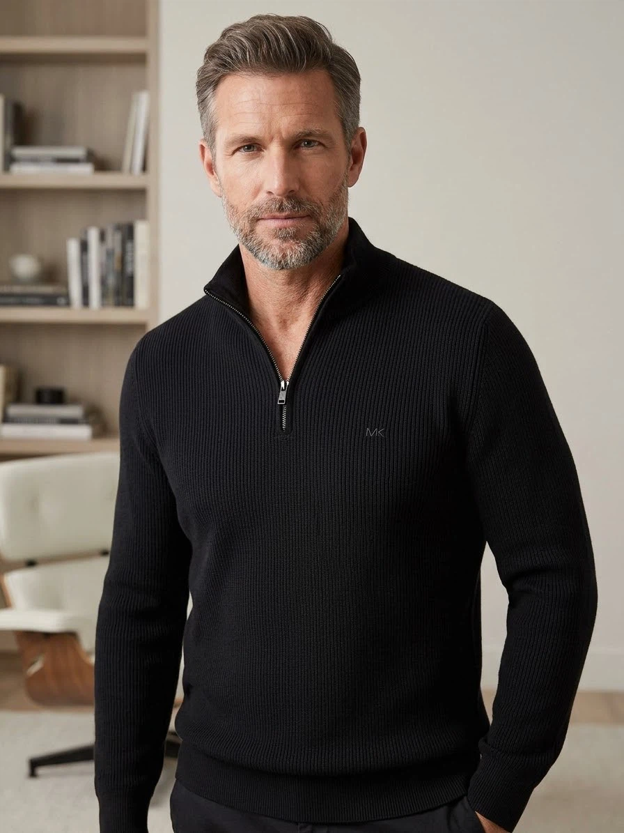 Michael Kors Quarter-Zip Sweater Black