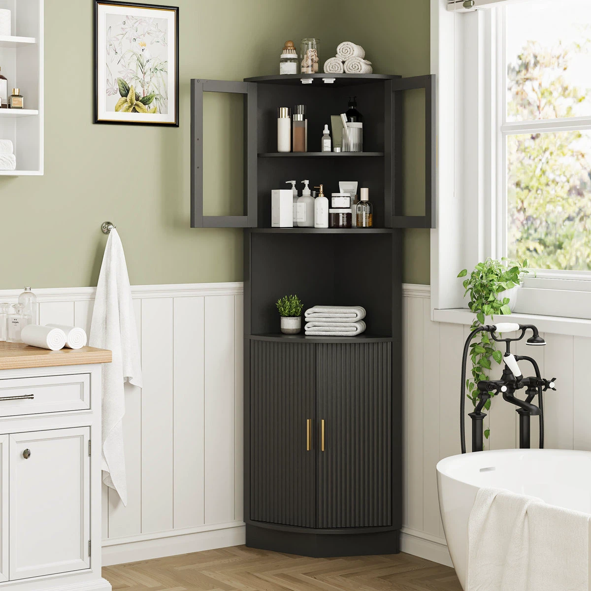 Black Corner Storage Cabinet