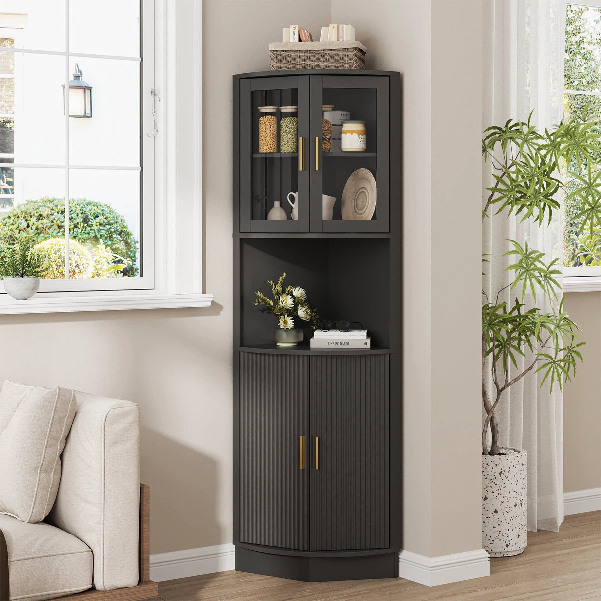 Black Corner Storage Cabinet - photo 2