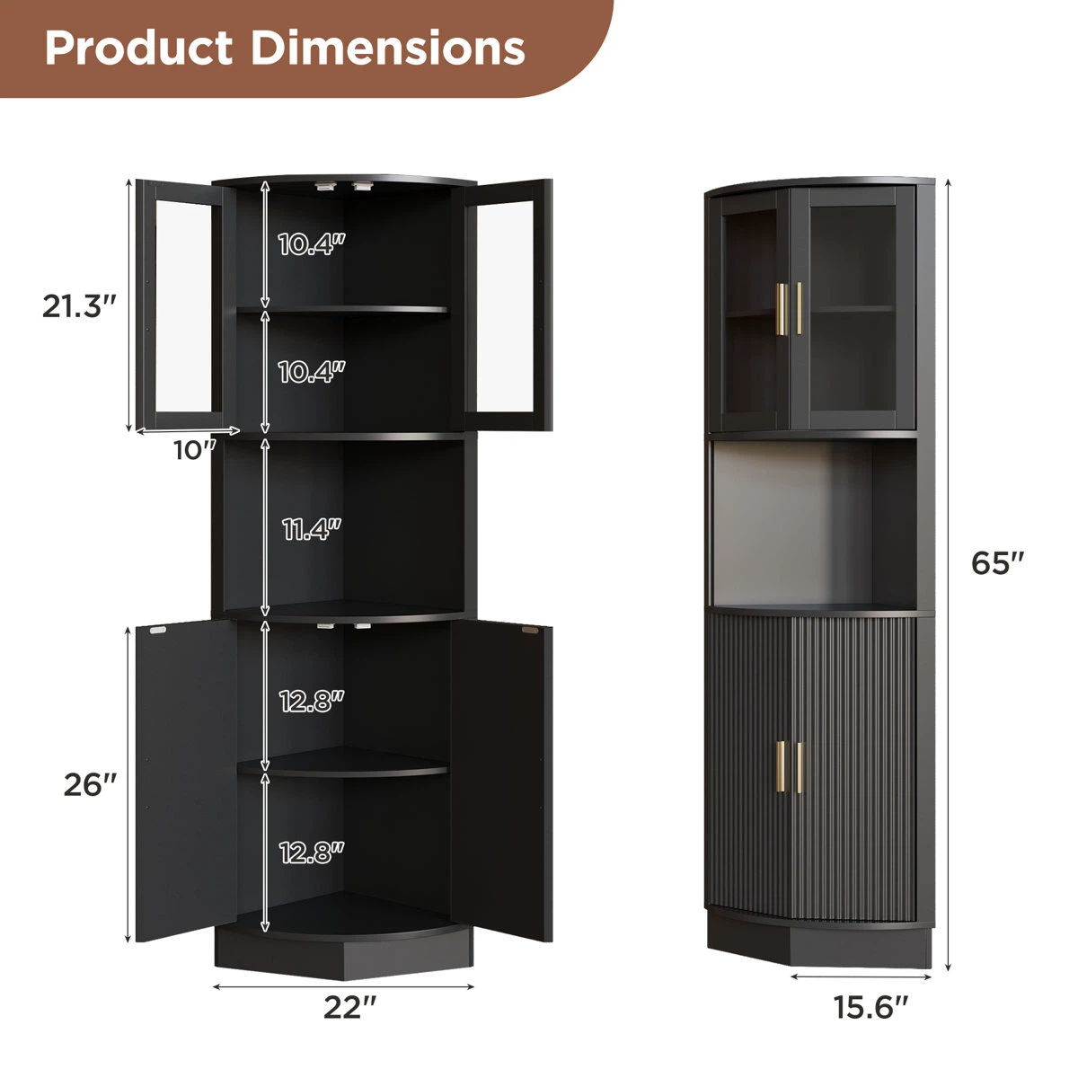 Black Corner Storage Cabinet - photo 3