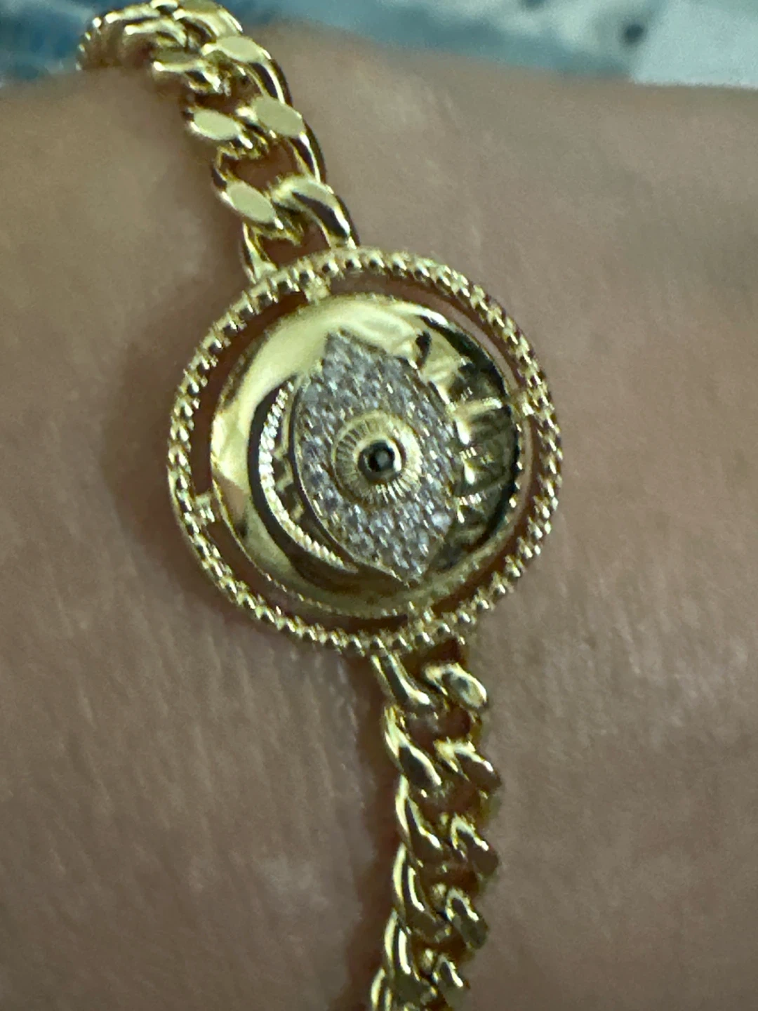 14k Gold laminated Evil Eye Link Bracelet