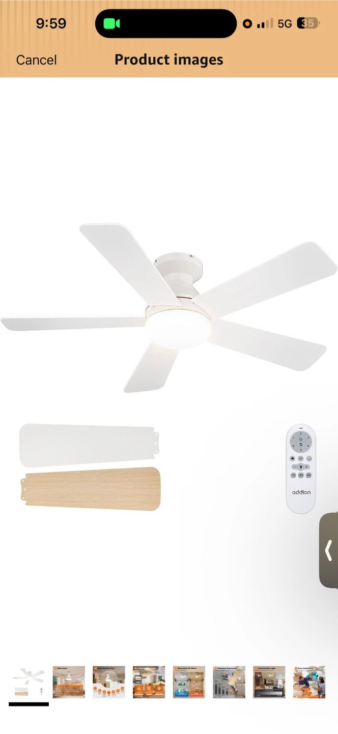Addlon 42-inch Flush Mount Ceiling Fan with Light