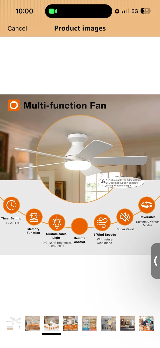 Addlon 42-inch Flush Mount Ceiling Fan with Light - photo 4