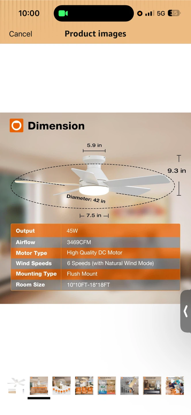 Addlon 42-inch Flush Mount Ceiling Fan with Light - photo 5