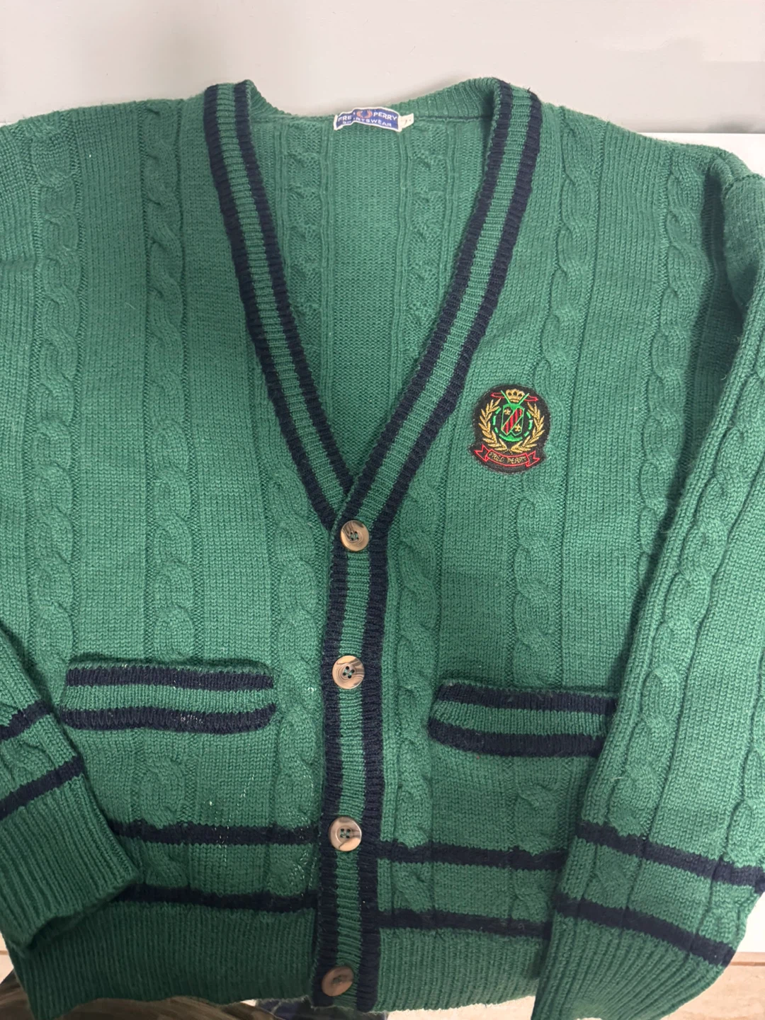 Vintage Fred Perry Green Cardigan