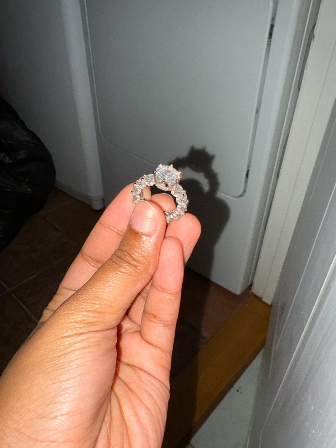 Silver-Tone Cubic Zirconia Ring