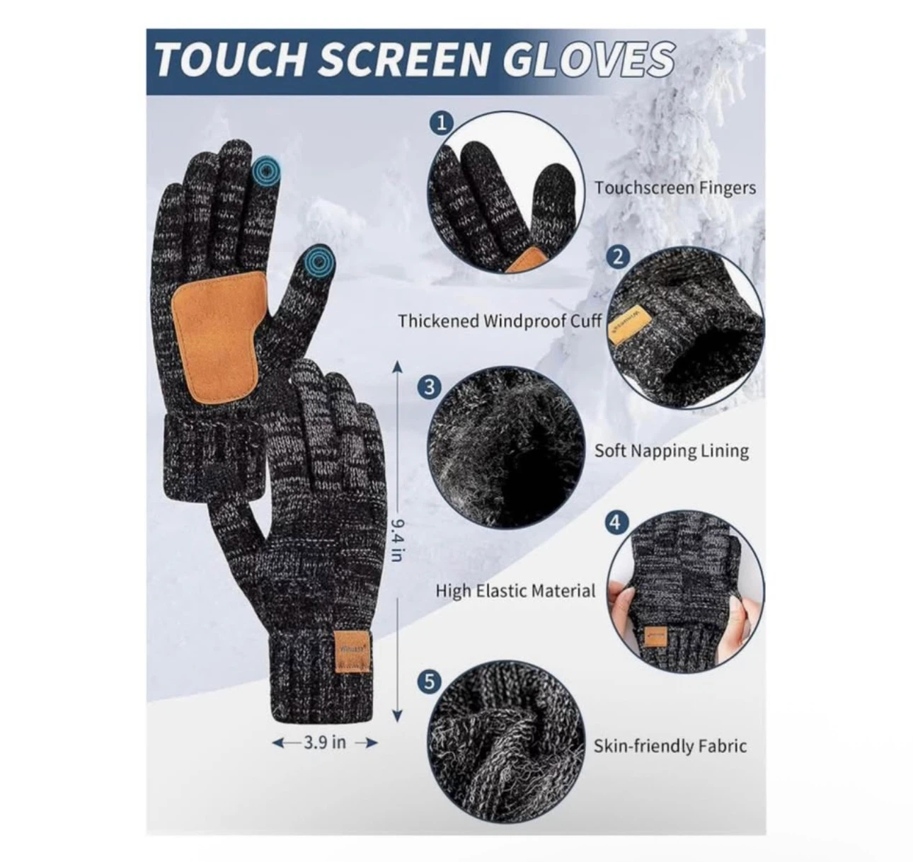 Brand new Mens Hat Gloves Scarf Set Winter - photo 5