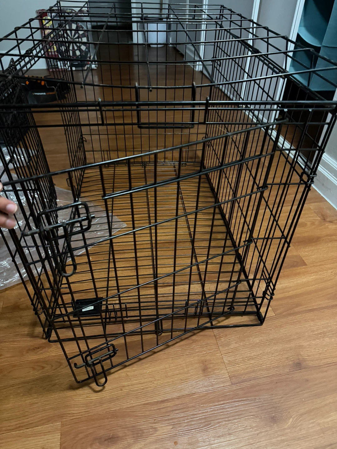 Large Black Metal Dog Crate - photo 3