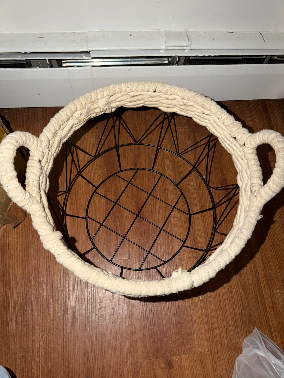 Black Metal and Rope Storage Basket - photo 2