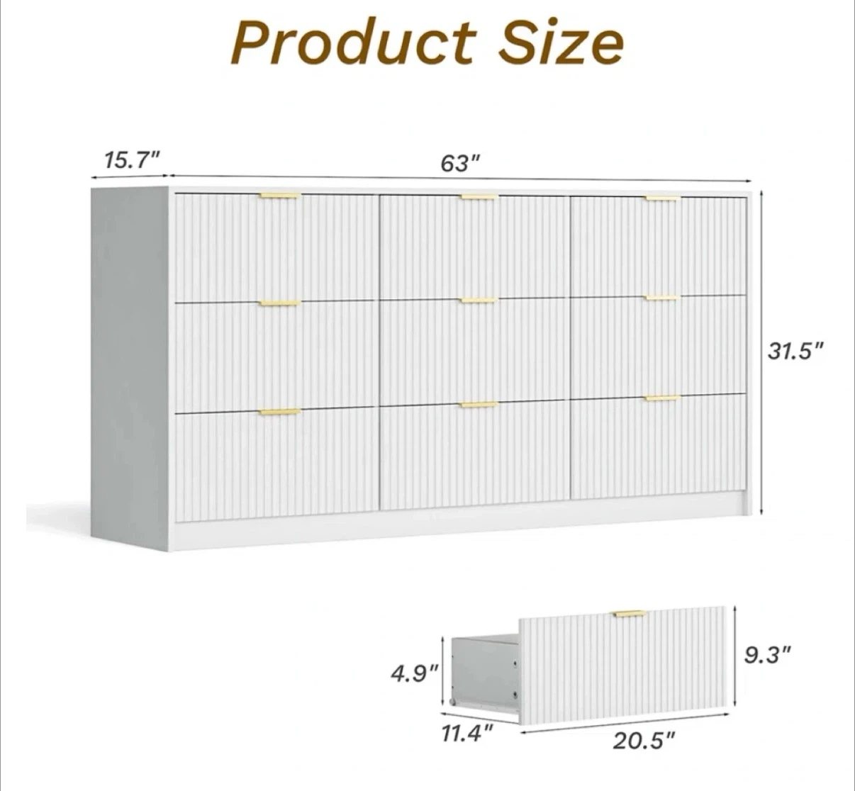 White 9-Drawer Dresser (63" x 31.5") - photo 2