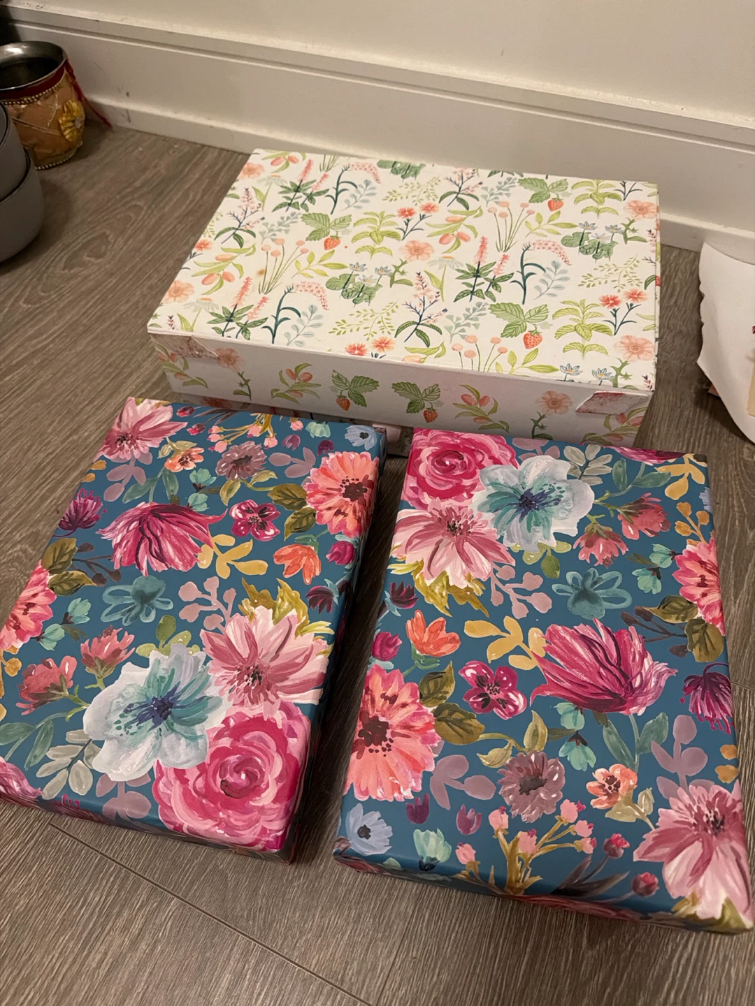 Floral Decorative Storage Boxes Set of 3