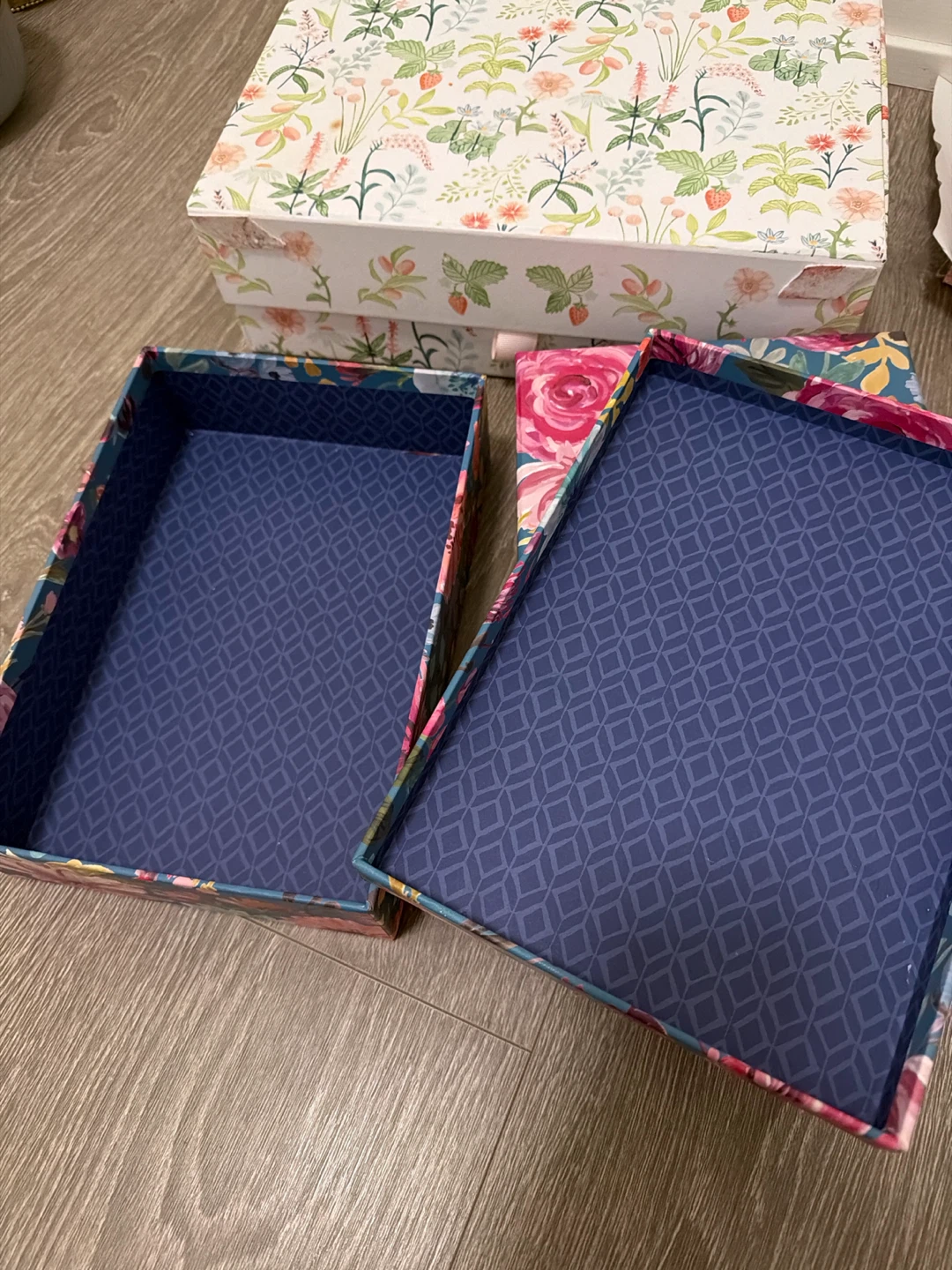 Floral Decorative Storage Boxes Set of 3 - photo 2