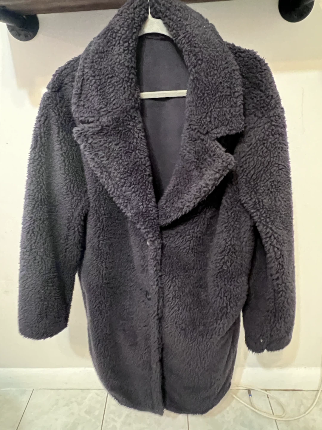 🖤 UNIQLO Women’s Black Teddy Sherpa Coat – Size Large